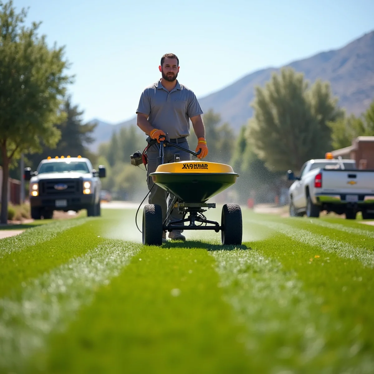 EZ Dayz Landscaping crew performing soil & iron fertilization in Rock Springs, WY