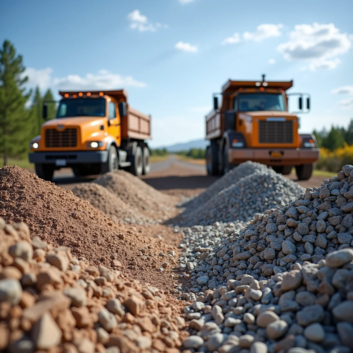 Crushed granite and smooth river rock landscaping beds at a home in southwest Wyoming