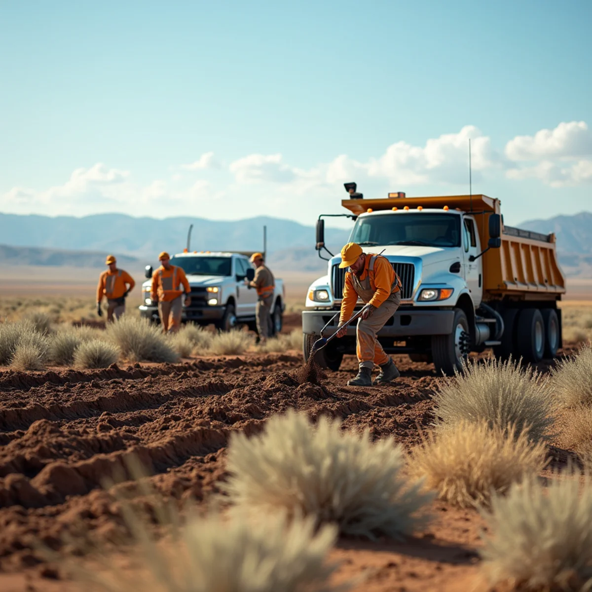 High-desert landscaping project in Church Buttes, WY