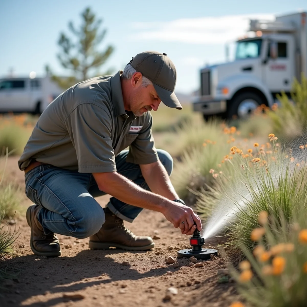 EZ Dayz Landscaping crew performing sprinkler activation in Rock Springs, WY